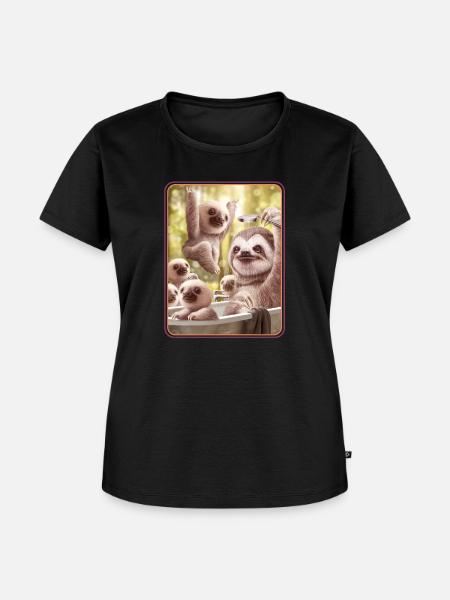 FAULTIERE IN DER BADEWANNE - Frauen Premium Bio T-Shirt - Schwarz