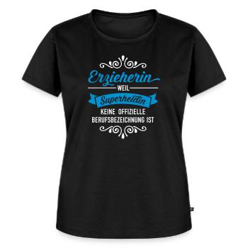 Erzieherin - Superheldin - Frauen Premium Bio T-Shirt - Schwarz - Vorne - Selfina (174cm)