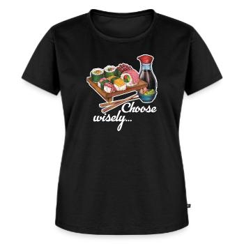Cooles hangezeichnetes Sushi Geschenk Japan Manga - Frauen Premium Bio T-Shirt - Schwarz - Vorne - Selfina (174cm)