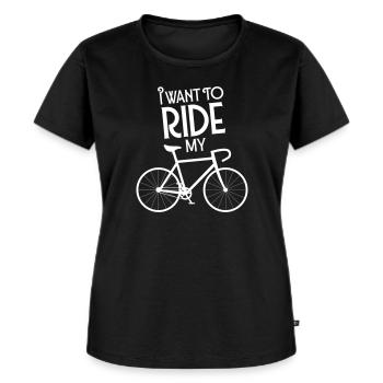 I Want To Ride My Bicycle - Frauen Premium Bio T-Shirt - Schwarz - Vorne - Selfina (174cm)
