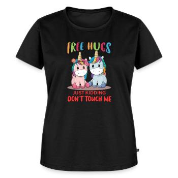 No Free Hugs lustige ironische Sprüche Einhörner - Frauen Premium Bio T-Shirt - Schwarz - Vorne - Selfina (174cm)