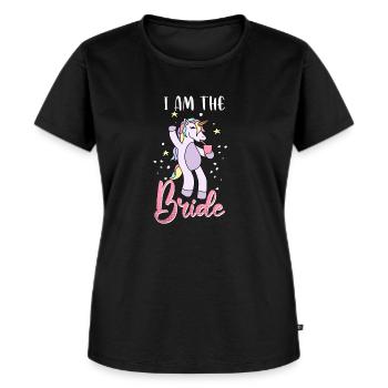 Ich bin die Braut Einhorn Motiv Junggesellin - Frauen Premium Bio T-Shirt - Schwarz - Vorne - Selfina (174cm)