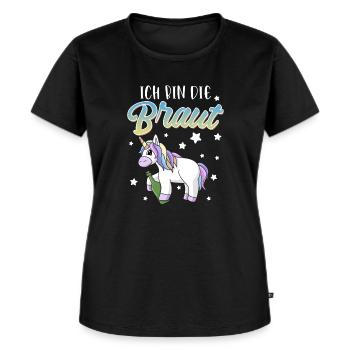 Ich bin die Braut Junggesellin Einhorn - Frauen Premium Bio T-Shirt - Schwarz - Vorne - Selfina (174cm)