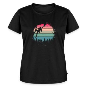Vintage Felsklettern Kletter Frau Kletterin - Frauen Premium Bio T-Shirt - Schwarz - Vorne - Selfina (174cm)