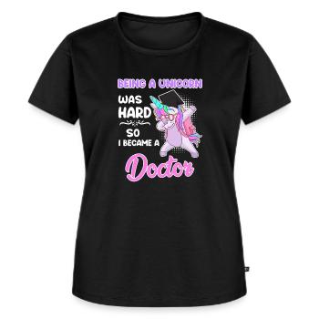 Docteur 2022 Docteur Licorne Doctorat - T-shirt Premium bio Femme - noir - Devant - Selfina (174cm)