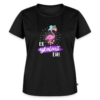 Party Spruch es eskaliert eh Party Flamingo - Frauen Premium Bio T-Shirt - Schwarz - Vorne - Selfina (174cm)