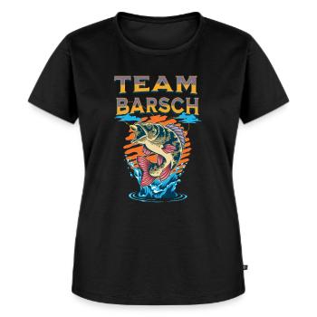 Barsch Angeln Team Geschenk für Angler - Frauen Premium Bio T-Shirt - Schwarz - Vorne - Selfina (174cm)