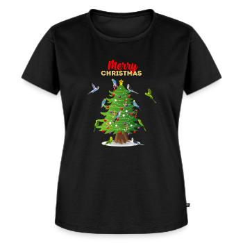 Wellensittich Weihnachtsbaum Geschenk Weihnachten - Frauen Premium Bio T-Shirt - Schwarz - Vorne - Selfina (174cm)