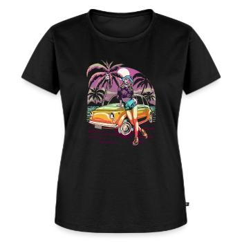 Sommer See Natur Flora Kunst Blumen Meer Strand - Frauen Premium Bio T-Shirt - Schwarz - Vorne - Selfina (174cm)
