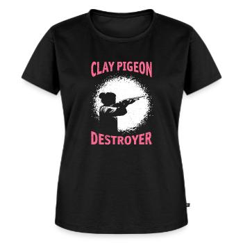 Tontauben Zerstörer Damen Tontaubenschießen - Frauen Premium Bio T-Shirt - Schwarz - Vorne - Selfina (174cm)