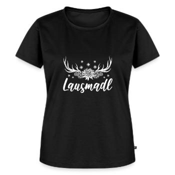 Lausmadl Lausmädchen - Frauen Premium Bio T-Shirt - Schwarz - Vorne - Selfina (174cm)