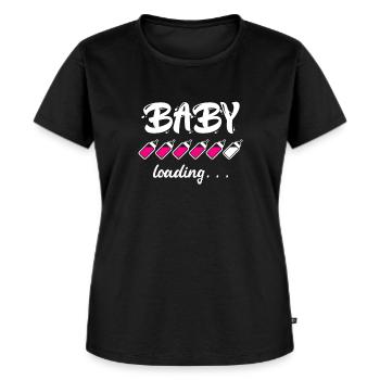 Baby loading Schwanger mit Mädchen oder Junge Mama - Frauen Premium Bio T-Shirt - Schwarz - Vorne - Selfina (174cm)
