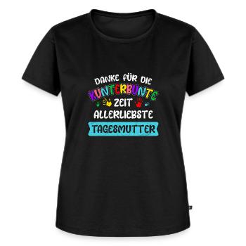 Vielen Dank für die bunte Zeit Danke Tagesmutter - Frauen Premium Bio T-Shirt - Schwarz - Vorne - Selfina (174cm)