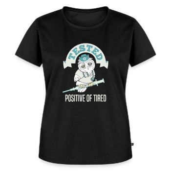 Positiv auf müde getestet Pfleger Nachtschicht - Frauen Premium Bio T-Shirt - Schwarz - Vorne - Selfina (174cm)