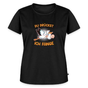 Du drückst ich fange Ich bin eine Hebamme - Frauen Premium Bio T-Shirt - Schwarz - Vorne - Selfina (174cm)