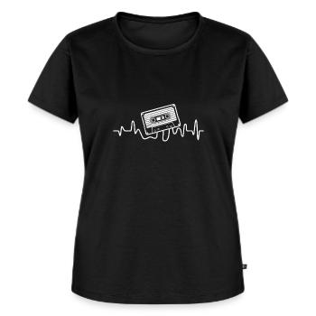 Walkman Mein Herz schlägt für Kassetten - Frauen Premium Bio T-Shirt - Schwarz - Vorne - Selfina (174cm)