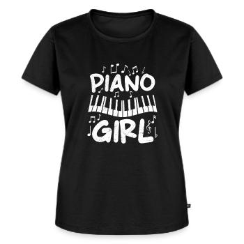 Klassik Noten Ich bin ein Piano Mädchen Klavier - Frauen Premium Bio T-Shirt - Schwarz - Vorne - Selfina (174cm)