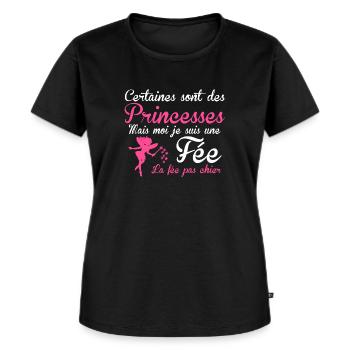 la fée pas chier - T-shirt Premium bio Femme - noir - Devant - Selfina (174cm)