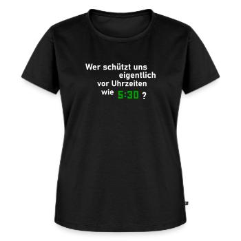 Schutz vor Uhrzeiten - Frauen Premium Bio T-Shirt - Schwarz - Vorne - Selfina (174cm)