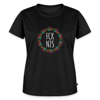 FCK NZS AFD Gegen Rassismus - Frauen Premium Bio T-Shirt - Schwarz - Vorne - Selfina (174cm)