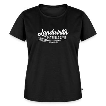 Landwirtin mit Leib & Seele - Frauen Premium Bio T-Shirt - Schwarz - Vorne - Selfina (174cm)