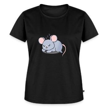 Maus schlafend - Frauen Premium Bio T-Shirt - Schwarz - Vorne - Selfina (174cm)