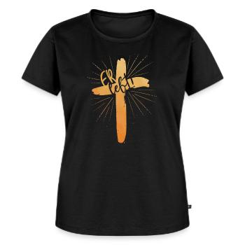 Er lebt - Frauen Premium Bio T-Shirt - Schwarz - Vorne - Selfina (174cm)