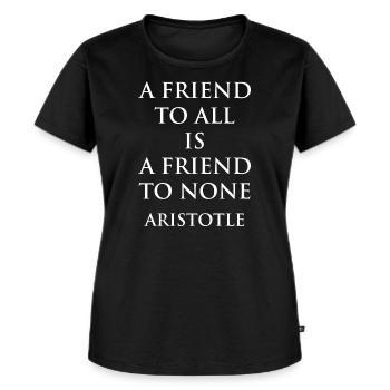 Minimalistisches philosophisches Zitat-Design - Frauen Premium Bio T-Shirt - Schwarz - Vorne - Selfina (174cm)