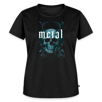 conception de crâne en métal - T-shirt Premium bio Femme - noir - Devant - Selfina (174cm)