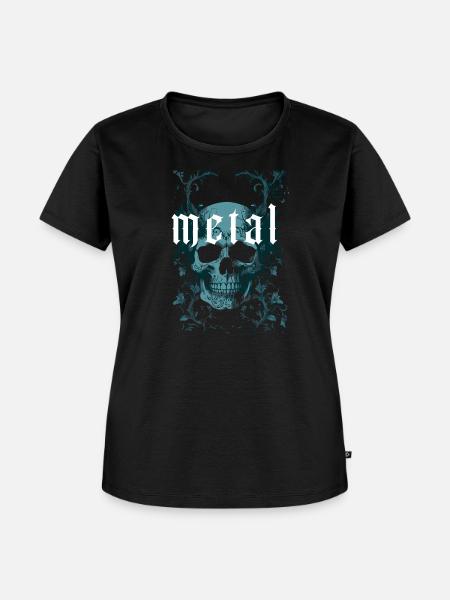 Metall Totenkopf Design - Frauen Premium Bio T-Shirt - Schwarz
