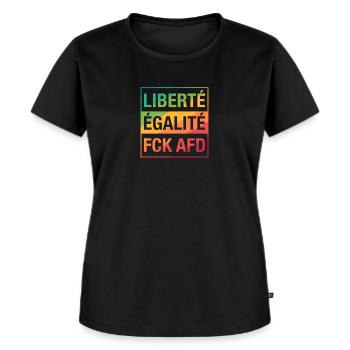 Liberté Égalité FCK AFD Shirt - Frauen Premium Bio T-Shirt - Schwarz - Vorne - Selfina (174cm)