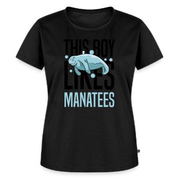 Garçon aime les lamantins Nature Mer Animal Océan - T-shirt Premium bio Femme - noir - Devant - Selfina (174cm)