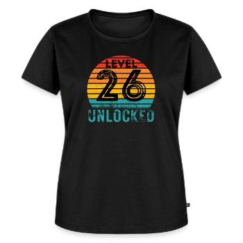 26 ans - 26e anniversaire Niveau 26 Conception complète - T-shirt Premium bio Femme - noir - Devant - Selfina (174cm)