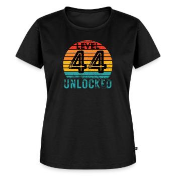 44 Jahre - 44. Geburtstag Level 44 Complete Design - Frauen Premium Bio T-Shirt - Schwarz - Vorne - Selfina (174cm)