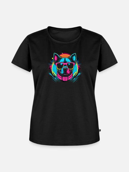 Mode Hund mit Brille - Frauen Premium Bio T-Shirt - Schwarz