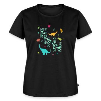 FINN - Beau prénom de garçon avec dinosaure - T-shirt Premium bio Femme - noir - Devant - Selfina (174cm)