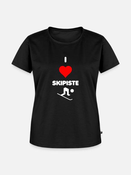 I LOVE SKIPISTE - Frauen Premium Bio T-Shirt - Schwarz