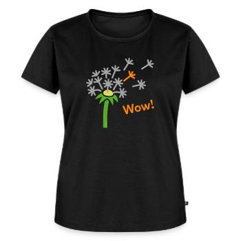 Pusteblume Wow! - Frauen Premium Bio T-Shirt - Schwarz - Vorne - Selfina (174cm)