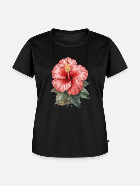 Hibiskus Blüte - Frauen Premium Bio T-Shirt - Schwarz