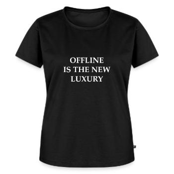 Offline is the new luxury - Frauen Premium Bio T-Shirt - Schwarz - Vorne - Selfina (174cm)