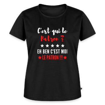 C'est qui le Patron ? eh ben c'est moi le Patron ! - T-shirt Premium bio Femme - noir - Devant - Selfina (174cm)