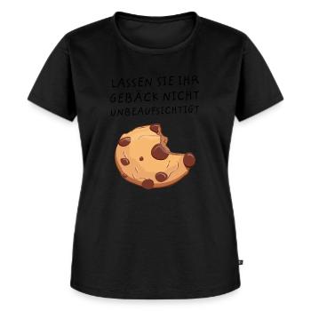 Gebäck Unbeaufsichtigt - Keks Cookie Wortspiel - Frauen Premium Bio T-Shirt - Schwarz - Vorne - Selfina (174cm)