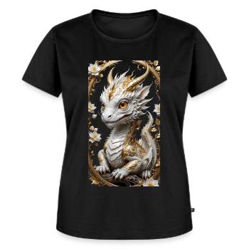 Süßer kleiner Drache - Frauen Premium Bio T-Shirt - Schwarz - Vorne - Selfina (174cm)