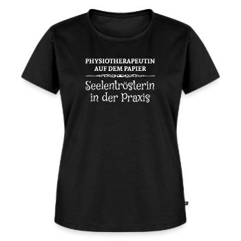 Physiotherapeutin = Seelentrösterin - Frauen Premium Bio T-Shirt - Schwarz - Vorne - Selfina (174cm)