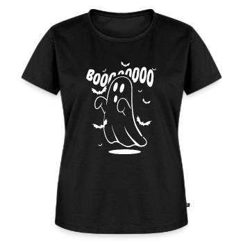 Boo Halloween, lustiger Geist, Boo Boo - Frauen Premium Bio T-Shirt - Schwarz - Vorne - Selfina (174cm)