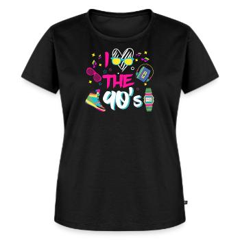I Love the 90s / Nineties / Mottoparty / Retro / Party - Women's Premium Organic T-shirt - black - Front - Selfina (174cm)