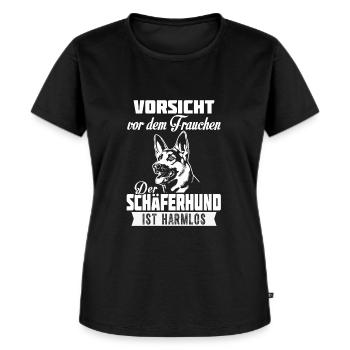 SCHÄFERSHUND - Frauen Premium Bio T-Shirt - Schwarz - Vorne - Selfina (174cm)