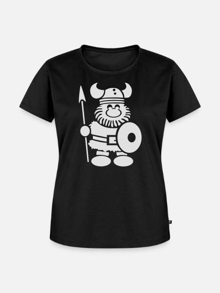 Wikinger mit Schild und Speer Illustration - Frauen Premium Bio T-Shirt - Schwarz