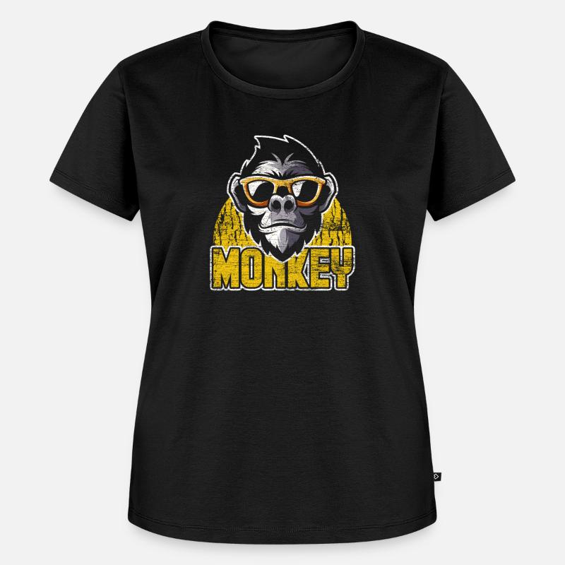 Affe Evolution Tiere - Frauen Premium Bio T-Shirt - Schwarz