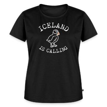 Island Papageitaucher Papageientaucher Puffin - Frauen Premium Bio T-Shirt - Schwarz - Vorne - Selfina (174cm)